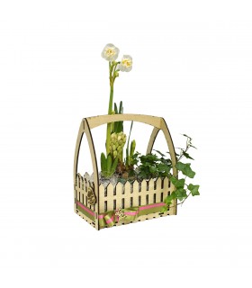Crate with Handle Full of Flowers