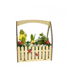 Wooden Basket with Spring Plants