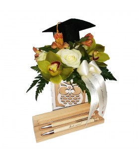 Graduation Arrangement in Owl Box with Pen