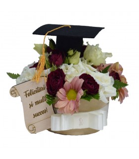 Graduation Flower Box with Hat and Message