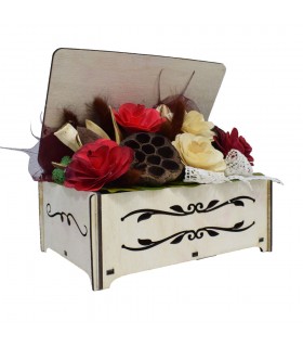 Wooden Gift Box with Dried Plants