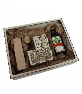 Gift Package with Keychain in Wooden Box