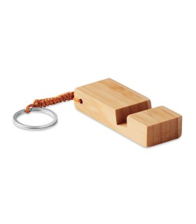 Bamboo Keychain with Phone Stand