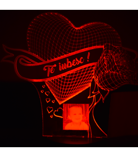"I Love You" 3D Lamp with Photo