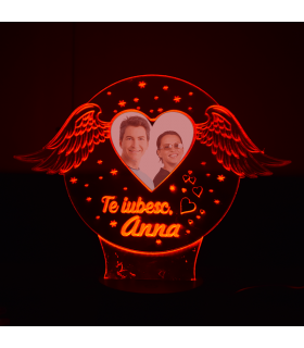 "I Love You" 3D Lamp with Name and Photo