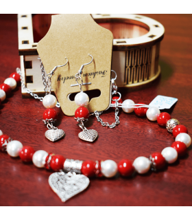 White and Red Jewelry Set