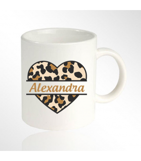 Leopard Heart Personalized Mug with Name