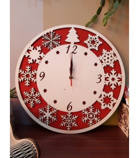 Wooden Clock with Winter Patterns