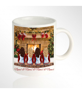 4 Friends Christmas Mug with Colorful Background