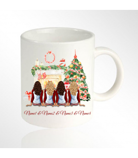 4 Friends Christmas Mug with White Background