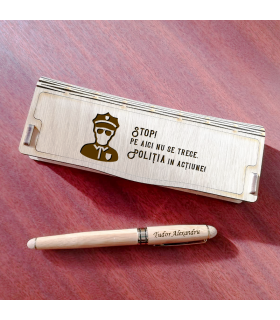Pen Set in Wooden Case - Policeman
