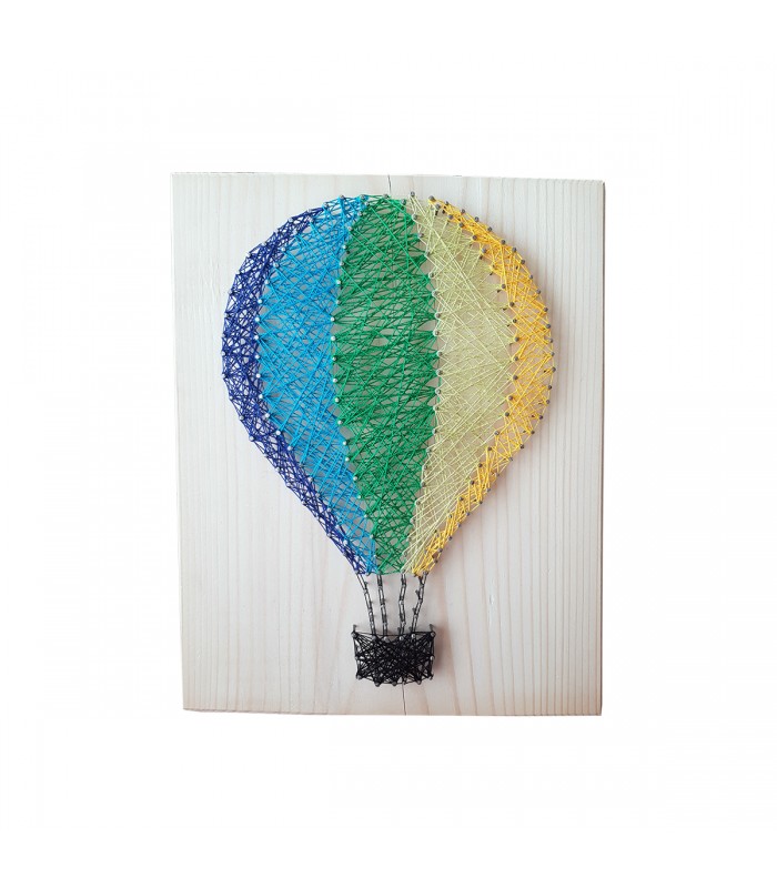 Balloon -StringArt is handmade,from nails,colorful thread on wooden boards