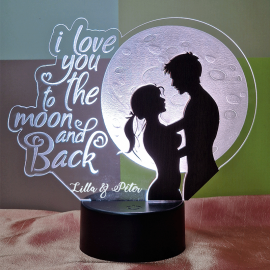 Lampa 3D "Love you to the moon and back" cu Nume