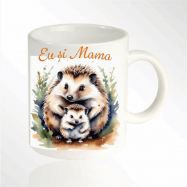 Eu și Mama, familie de arici cană ceramică personalizată