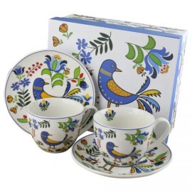 „Kashubian Bird” porcelán szett – 2 csésze csészealjjal, 250 ml