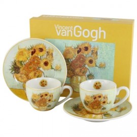 „Sunflowers” – V. van Gogh porcelán eszpresszó szett 2 csészével és csészealjjal