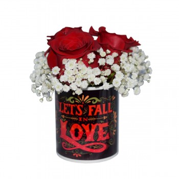 Cana " Let's fall in love" cu trandafir