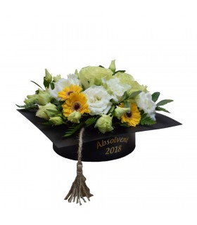 Floral Arrangement in Graduation Cap Box