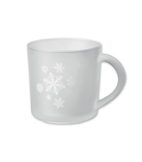 Matte Glass Mug with Snowflakes